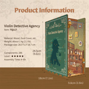 Violin Detective Agency - 3D Puzzle Wood - Book Nook Deluxe - immagine 6